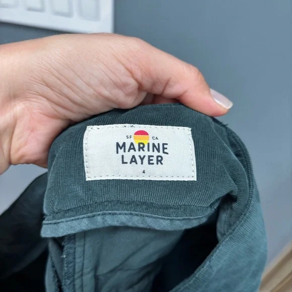 Marine Layer Flora Micro Corduroy Trouser in Dark Green Gables 4 - Picture 11 of 12